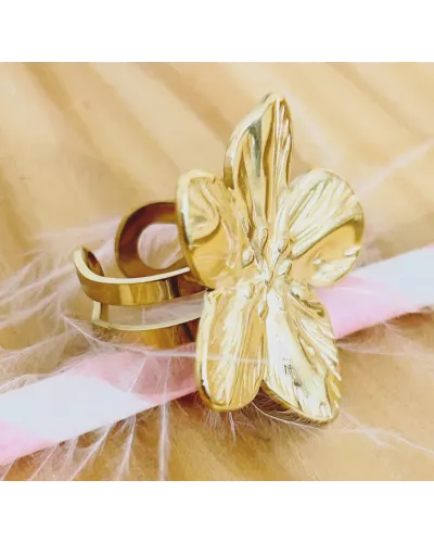 Bague Acier Doré Floralia Bloom