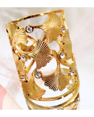 Bague Acier Diva Ginkgo Biloba Eclat