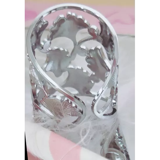 Bague Acier Diva Ginkgo Biloba Eclat