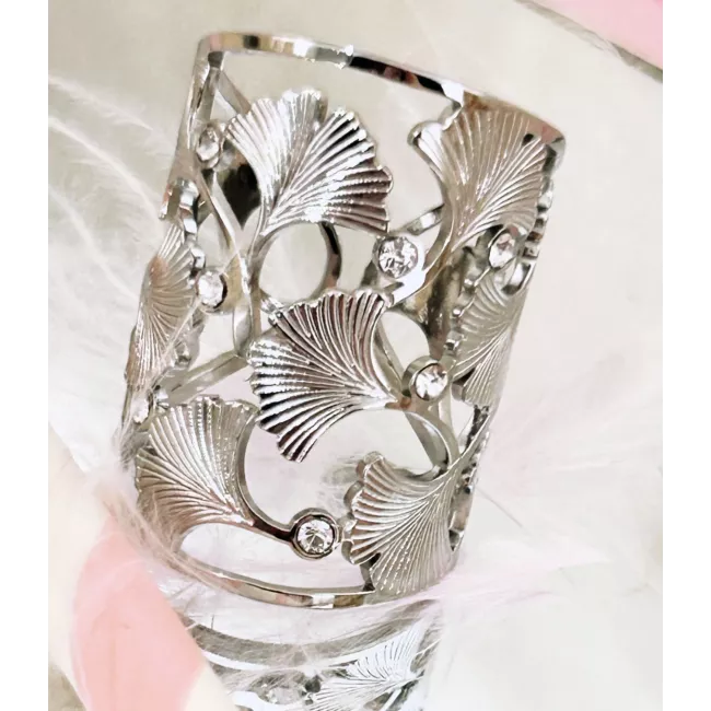 Bague Acier Diva Ginkgo Biloba Eclat