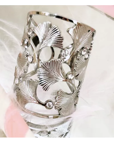 Bague Acier Diva Ginkgo Biloba Eclat