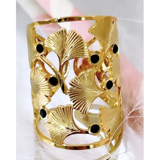 Bague Acier Diva Ginkgo Biloba Nocturne