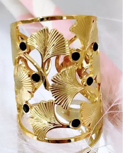 Bague Acier Diva Ginkgo Biloba Nocturne