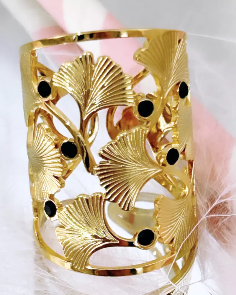 Bague Acier Diva Ginkgo Biloba Nocturne