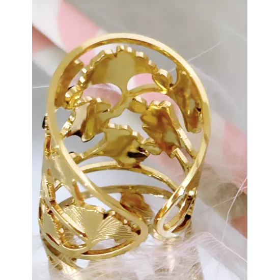 Bague Acier Diva Ginkgo Biloba Nocturne