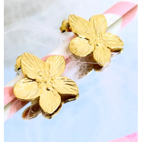 Boucles d'oreilles Acier doré Floralia Bloom
