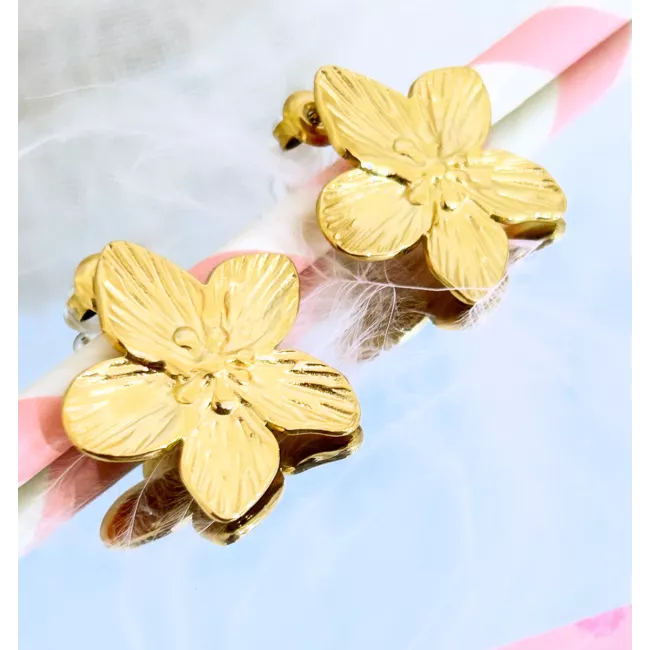 Boucles d'oreilles Acier doré Floralia Bloom