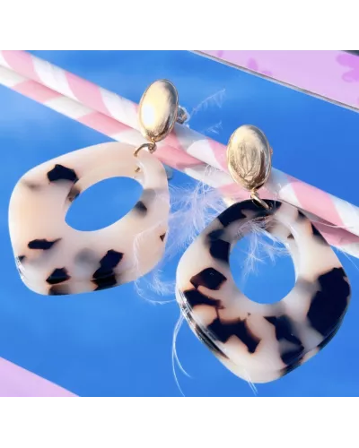 Boucles d'oreilles Acier doré Camélia