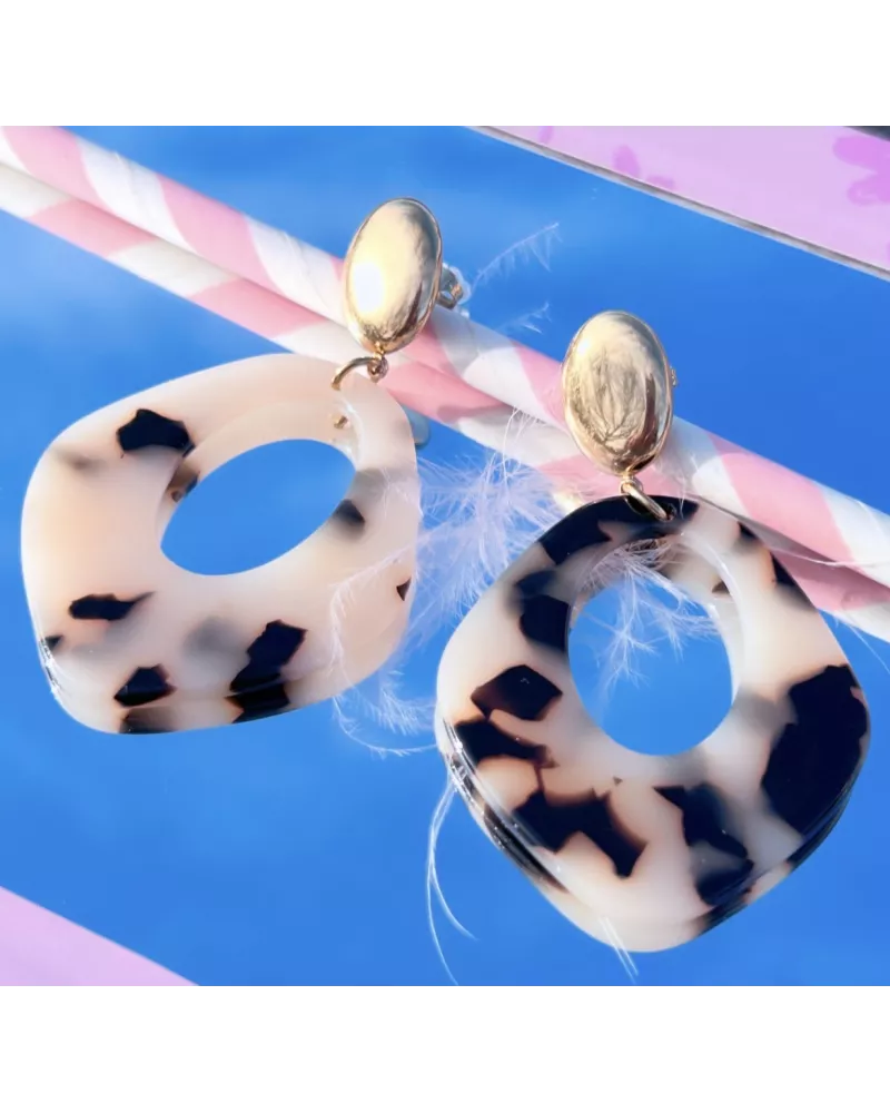 Boucles d'oreilles Acier doré Camélia