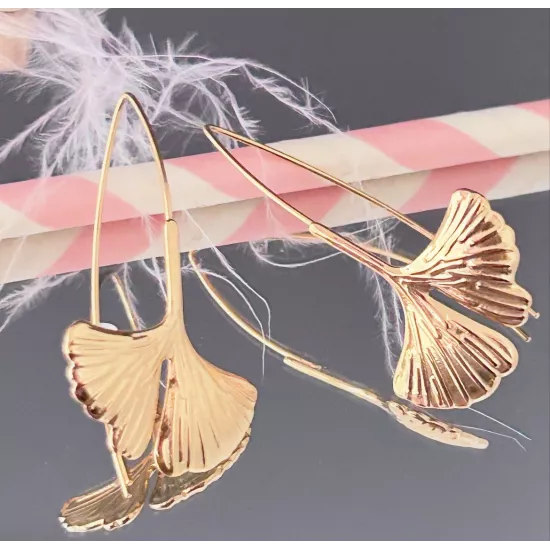 Boucles d'oreilles Acier doré Gingkoa