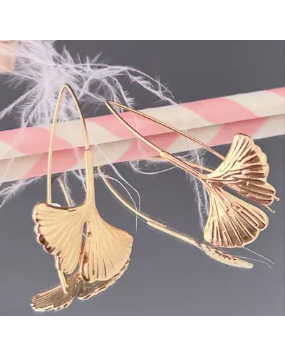 Boucles d'oreilles Acier doré Gingkoa