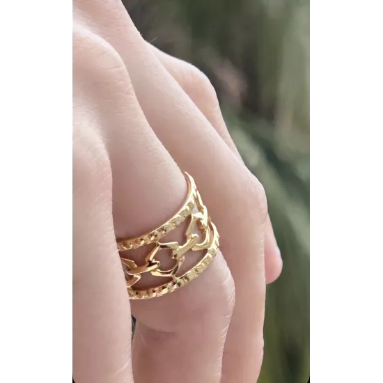 Bague Acier doré Camélia