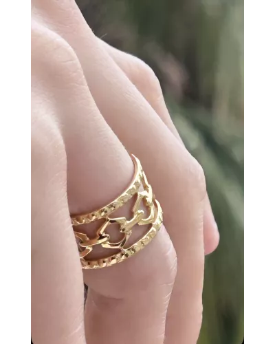 Bague Acier doré Camélia