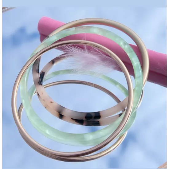 Jonc acier Lona doré et coloré