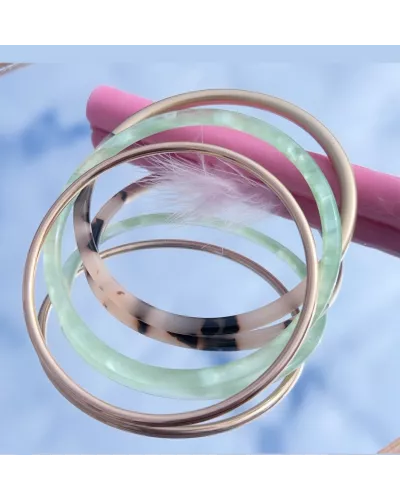 Jonc acier Lona doré et coloré