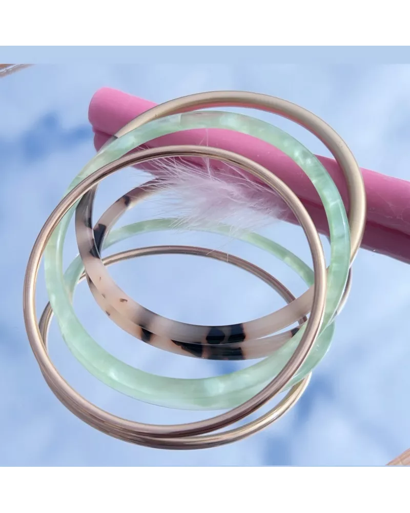 Jonc acier Lona doré et coloré