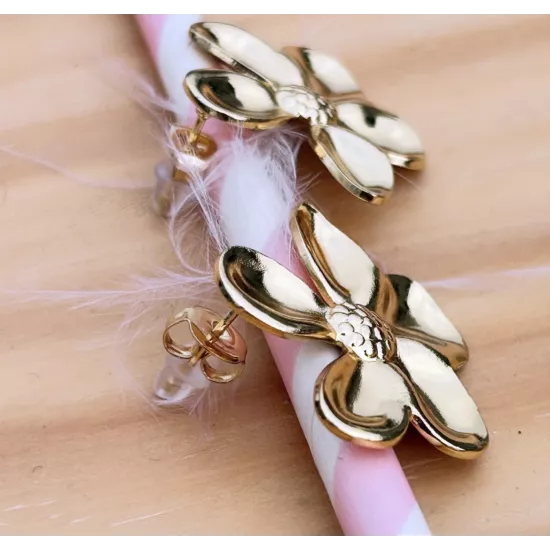 Boucles d'oreilles Acier doré Floralia Bloom