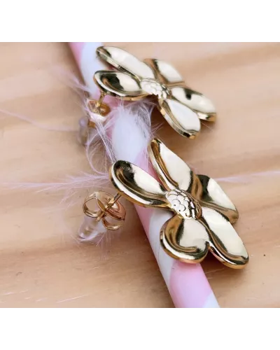 Boucles d'oreilles Acier doré Floralia Bloom