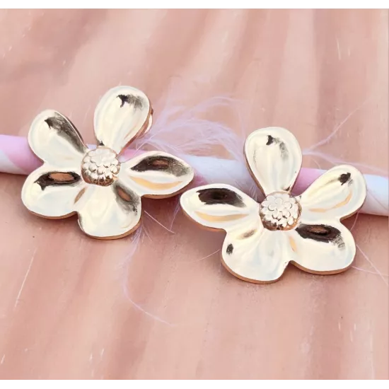 Boucles d'oreilles Acier doré Floralia Bloom