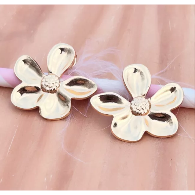 Boucles d'oreilles Acier doré Floralia Bloom