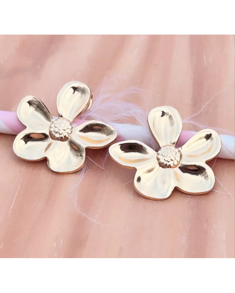 Boucles d'oreilles Acier doré Floralia Bloom