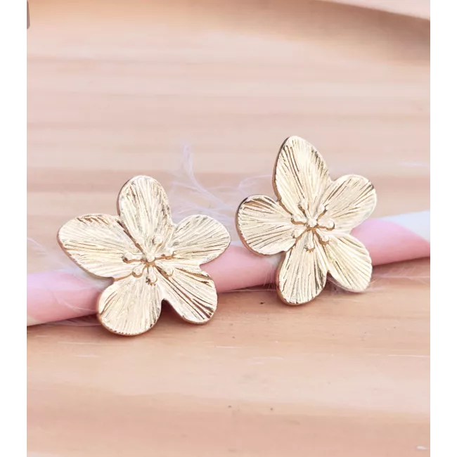 Boucles d'oreilles Acier doré Mini Floralia Bloom