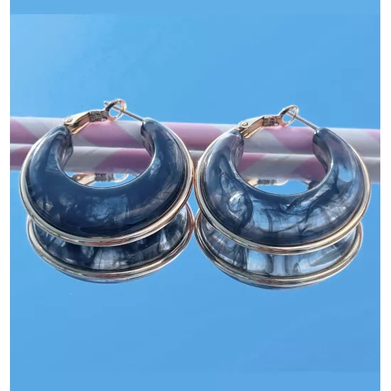 Créoles en acier doré Camélia