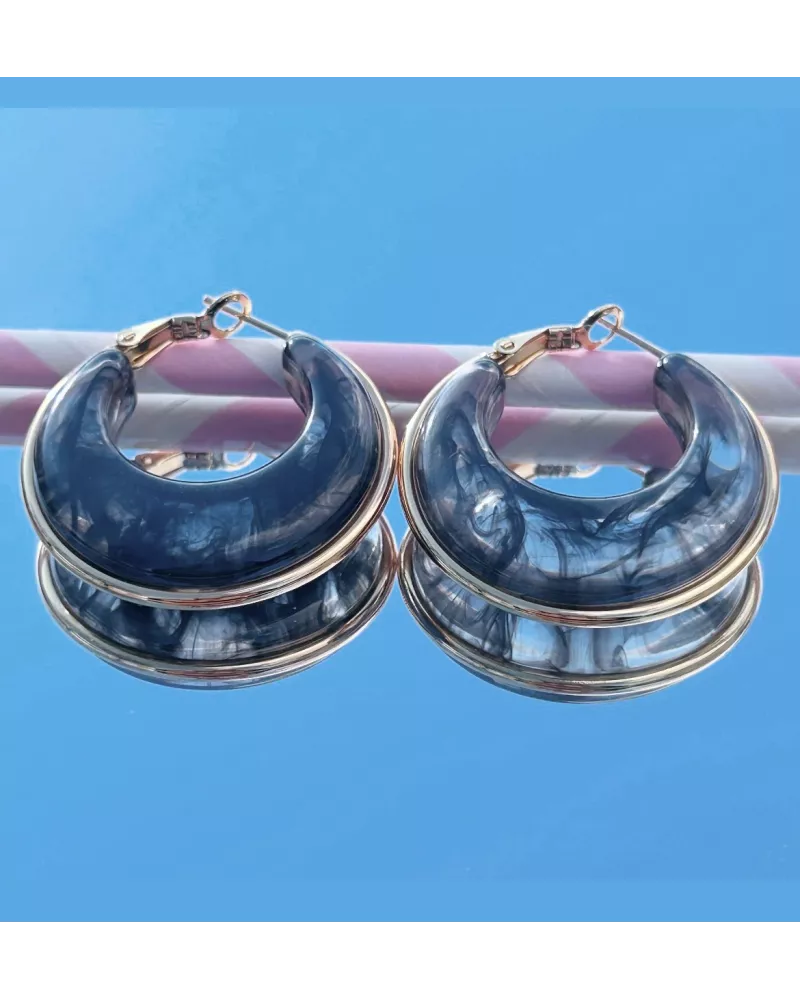 Créoles en acier doré Camélia