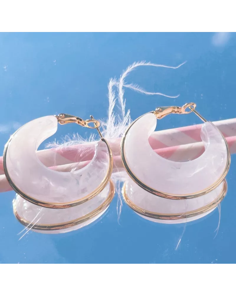 Créoles en acier doré Camélia