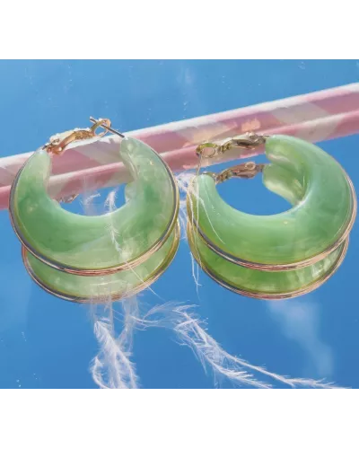 Créoles en acier doré Camélia