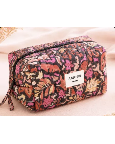 rousse maquillage femme coton – Fleurs intenses noires et roses | Juliette