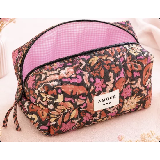 rousse maquillage femme coton – Fleurs intenses noires et roses | Juliette