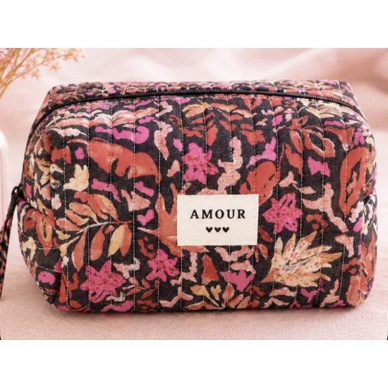 rousse maquillage femme coton – Fleurs intenses noires et roses | Juliette