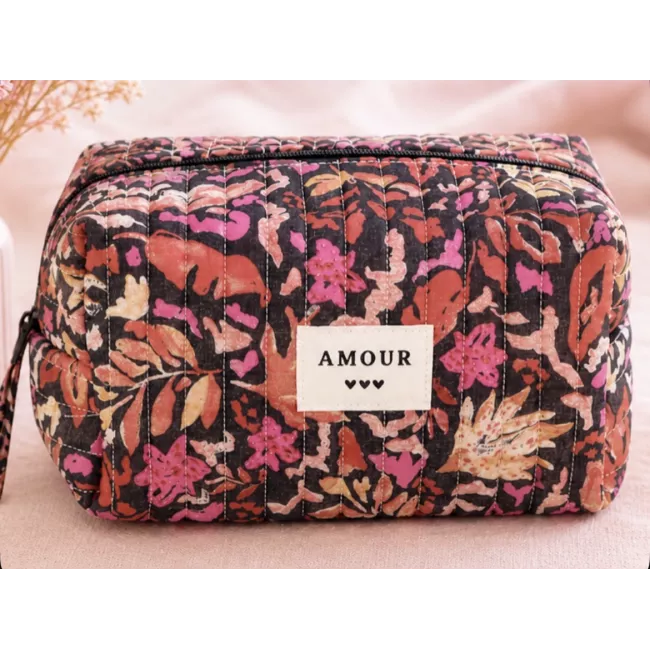 rousse maquillage femme coton – Fleurs intenses noires et roses | Juliette