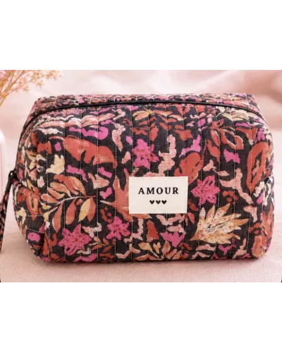 rousse maquillage femme coton – Fleurs intenses noires et roses | Juliette