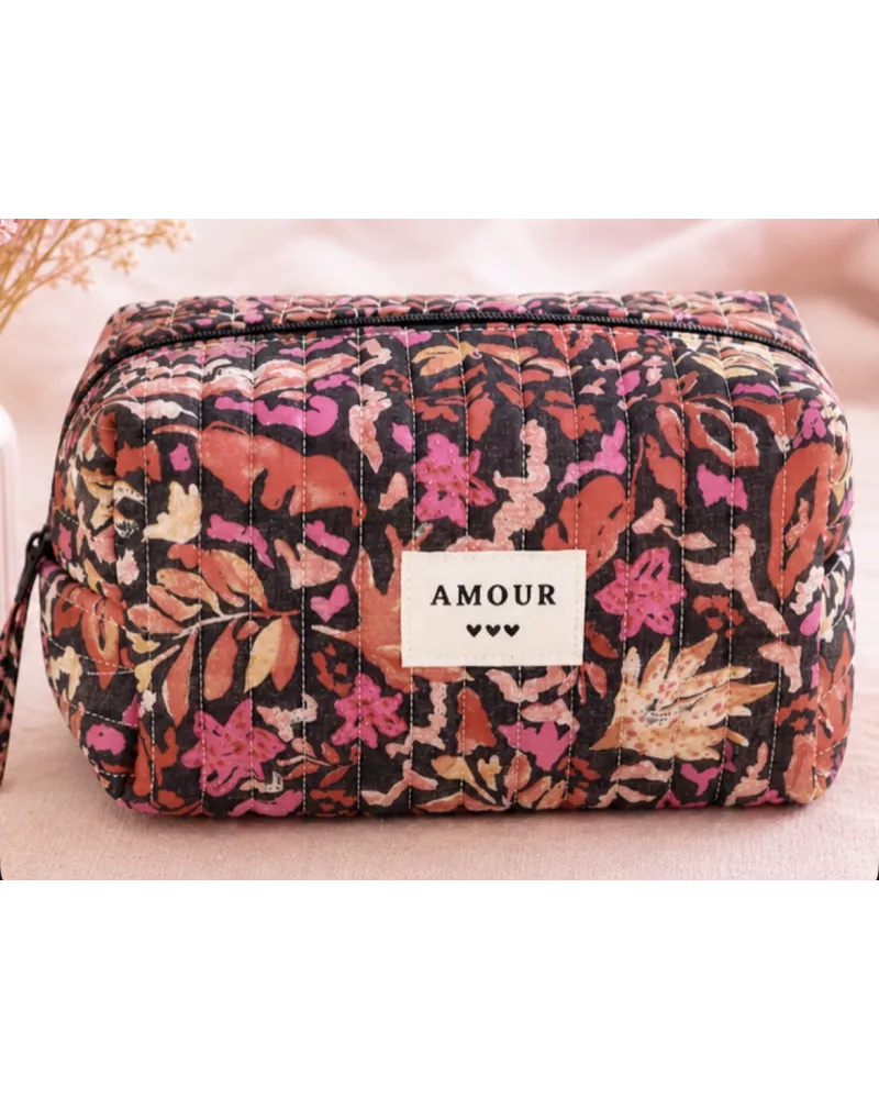 rousse maquillage femme coton – Fleurs intenses noires et roses | Juliette