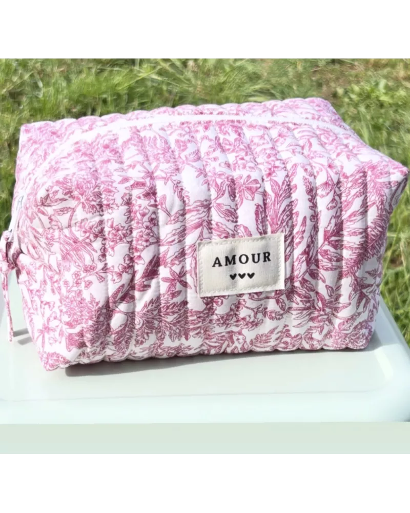 rousse maquillage femme coton – Toile florale rose | Juliette