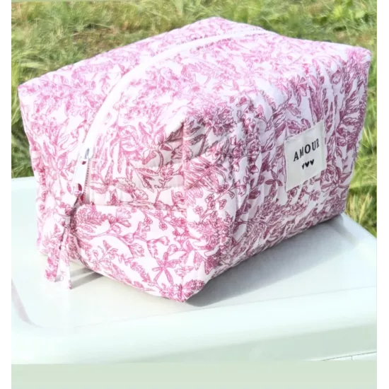 rousse maquillage femme coton – Toile florale rose | Juliette