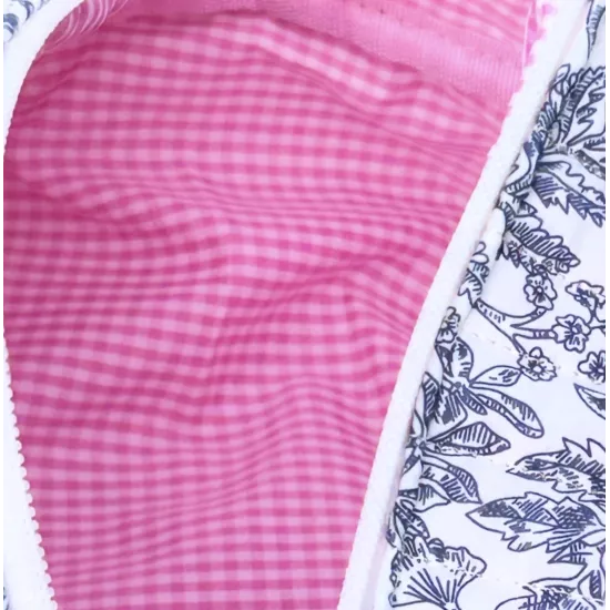 Trousse maquillage femme coton – Toile florale bleue | Juliette