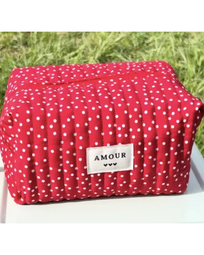 Trousse maquillage femme coton – Pois rouges rétro | Juliette