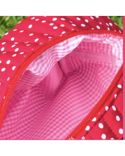 Trousse maquillage femme coton – Pois rouges rétro | Juliette