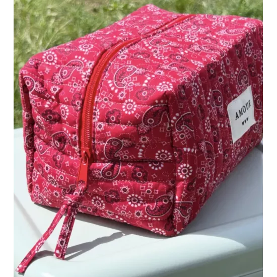 Trousse maquillage femme coton – Bandana rouge | Juliette My Poupi