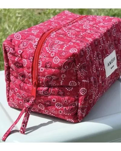 Trousse maquillage femme coton – Bandana rouge | Juliette My Poupi