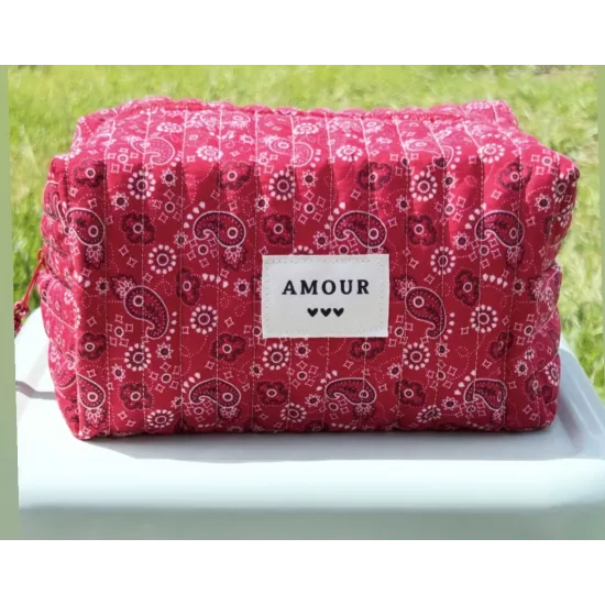 Trousse maquillage femme coton – Bandana rouge | Juliette My Poupi