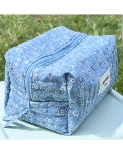 Trousse maquillage femme coton – Bandana bleu clair | Juliette My Poupi