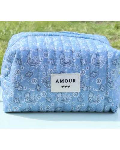 Trousse maquillage femme coton – Bandana bleu clair | Juliette My Poupi