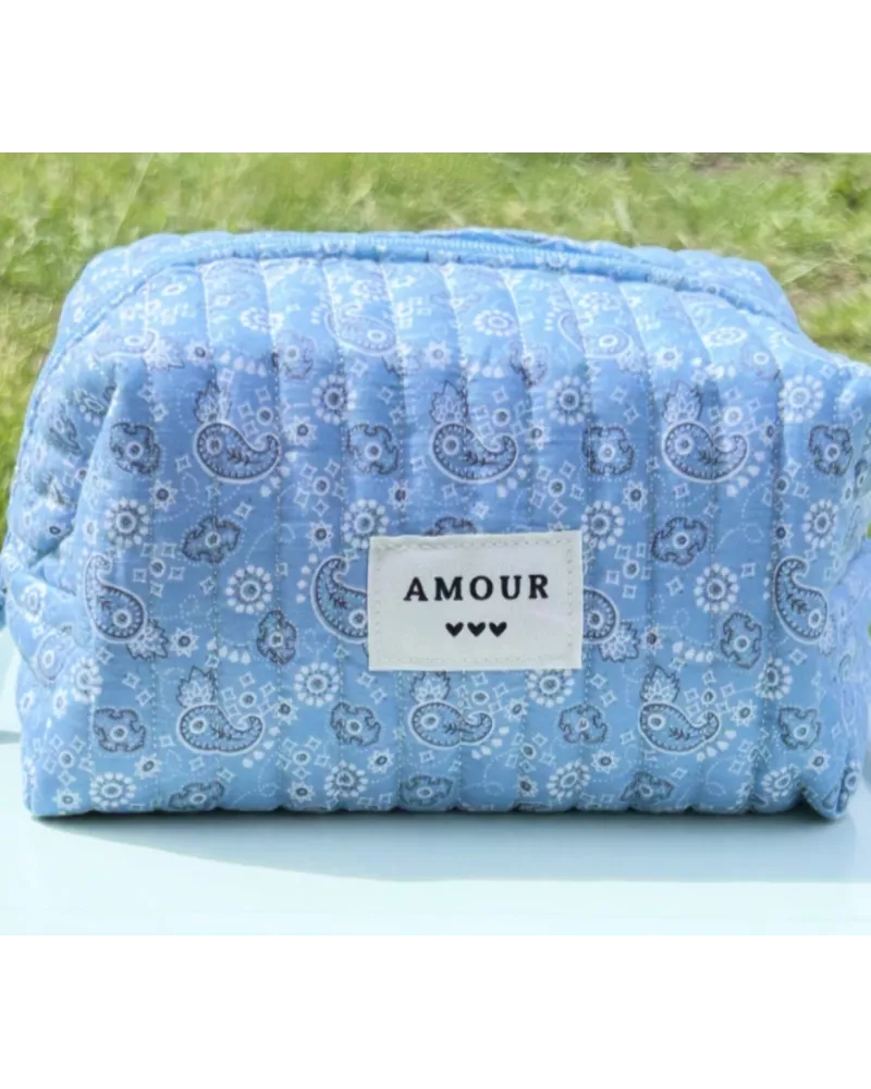 Trousse maquillage femme coton – Bandana bleu clair | Juliette My Poupi