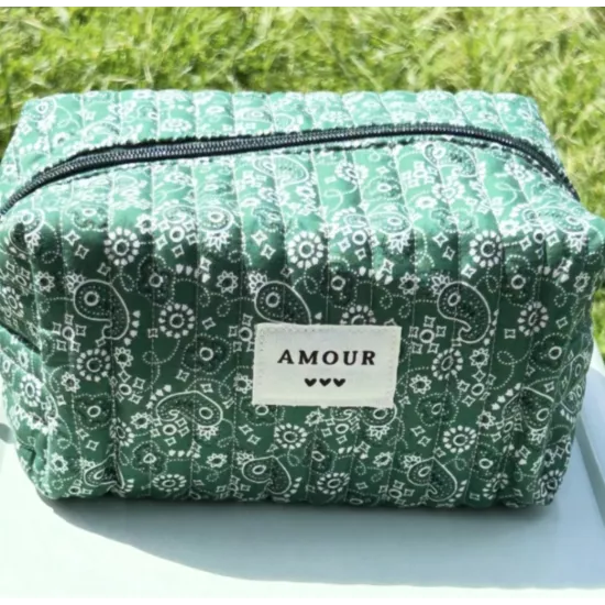 Trousse maquillage femme coton – Bandana vert | Juliette My Poupi