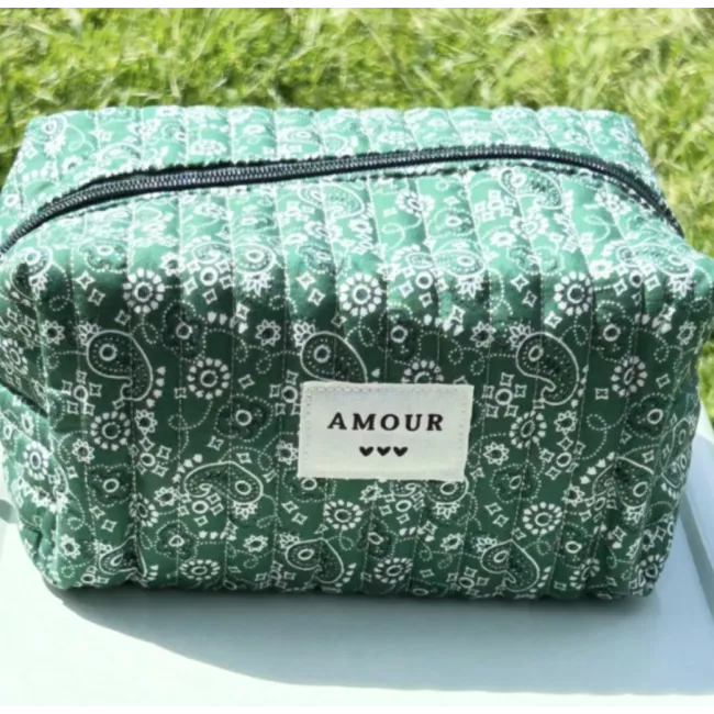 Trousse maquillage femme coton – Bandana vert | Juliette My Poupi