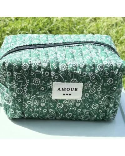 Trousse maquillage femme coton – Bandana vert | Juliette My Poupi